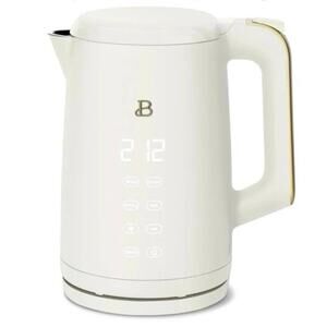 Beautiful 1.7-Liter Electric Kettle Double-Wall Stainless Steel,  (White Icing)